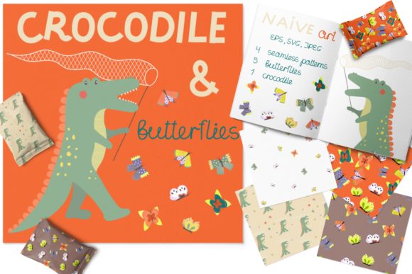 Crocodile with Butterflies