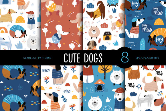 Cute Dogs Seamless Pattern