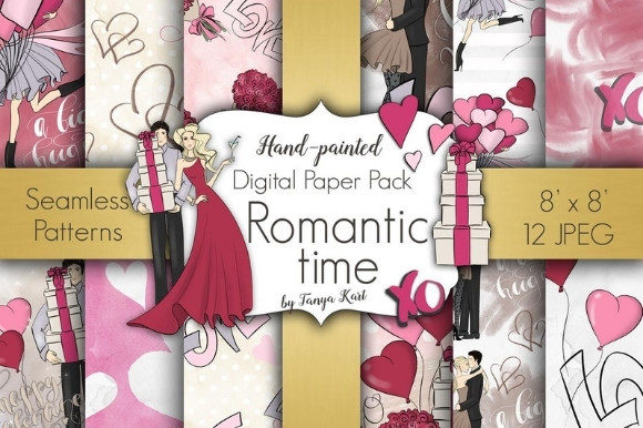 Discover the Romantic Time Digital Paper Pack for Creative Projects