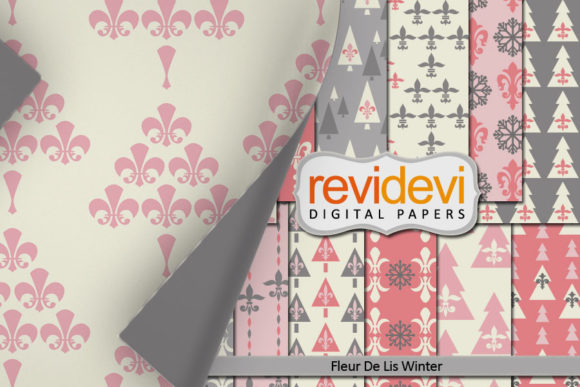Fleur De Lis Pink Grey Paper for Creative Workflows