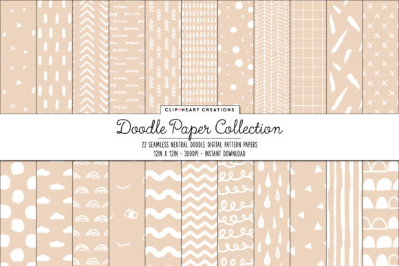 Neutral Doodle Seamless Digital Papers