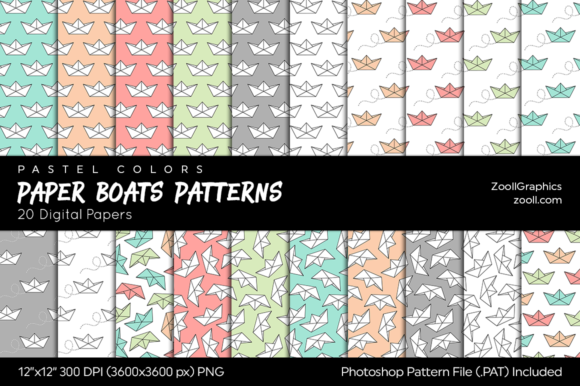 Paper Boats Pastel Digital Papers