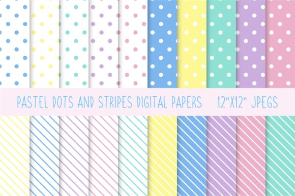 Pastel Dots and Stripes Digital Papers