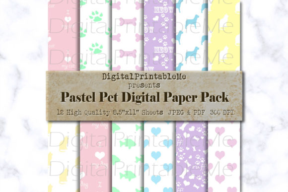 Pet Digital Paper Pack, Cat Dog Mix Pack