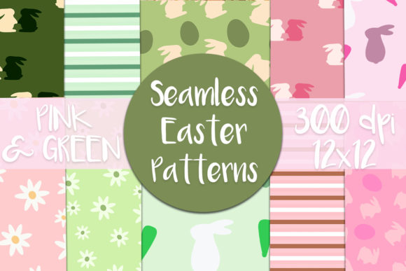 Pink and Green Easter Seamless Pattern