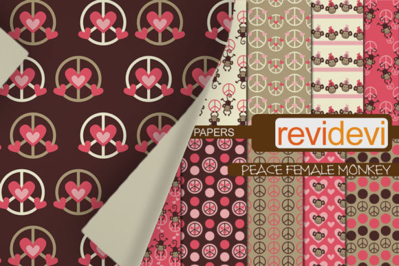 Pink Peace Monkey Papers: A Unique Digital Scrapbook Pack for Creative Projects