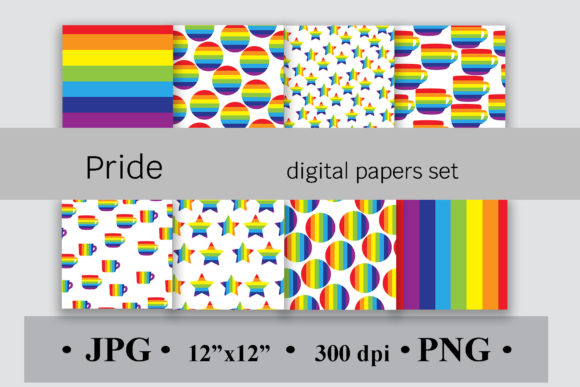 Pride Digital Paper Set, Rainbow Pattern: A Vibrant Resource for Creativity and Expression