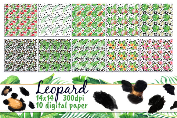 Tropical Leopard Digital Paper Safari